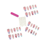 Press-On Nail Set Self-Adhesive Acrylic Floral & Butterfly