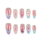 Press-On Nail Set Self-Adhesive Acrylic Floral & Butterfly