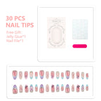 Press-On Nail Set Self-Adhesive Acrylic Floral & Butterfly