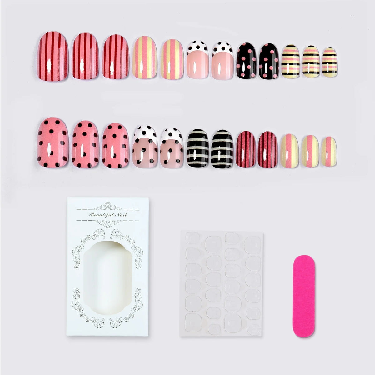 Press-On Nail Set Self-Adhesive Assorted Designs