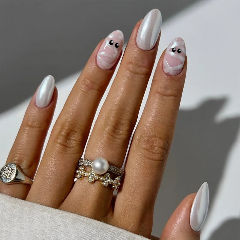 Press-On Nail Set Self-Adhesive Ballet Motifs & Shimmer