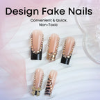 Press-On Nail Set Self-Adhesive Black & Nude Rhinestone Accents