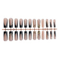 Press-On Nail Set Self-Adhesive Black & Nude Rhinestone Accents