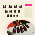 Press-On Nail Set Self-Adhesive Deep Red 24-Piece