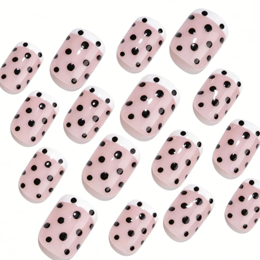 Press-On Nail Set Self-Adhesive Dots & French Tips