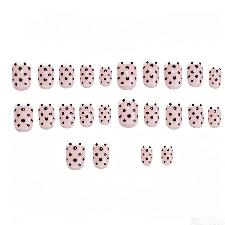 Press-On Nail Set Self-Adhesive Dots & French Tips