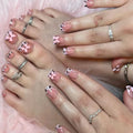 Press-On Nail Set Self-Adhesive Durable Bows & Leopard Print