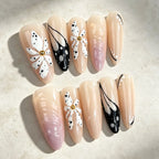 Press-On Nail Set Self-Adhesive Floral & Abstract Long-Lasting
