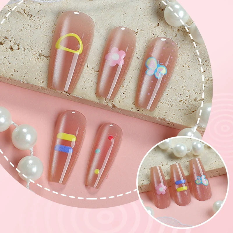 Press-On Nail Set Self-Adhesive Floral Designs