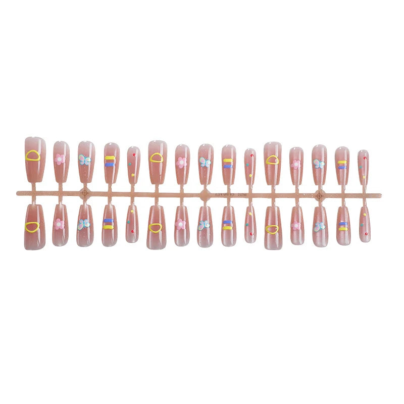 Press-On Nail Set Self-Adhesive Floral Designs