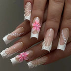 Press-On Nail Set Self-Adhesive Floral & Glitter