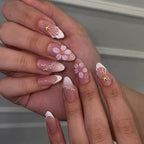Press-On Nail Set Self-Adhesive Floral & Glitter