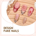 Press-On Nail Set Self-Adhesive Floral & Glitter