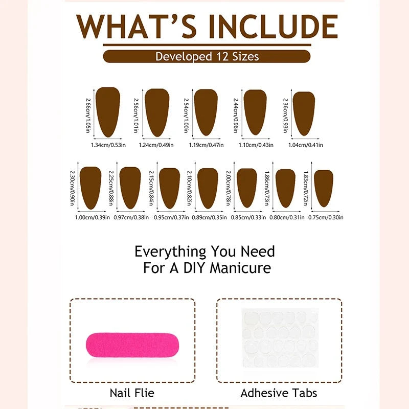 Press-On Nail Set Self-Adhesive Floral & Glitter