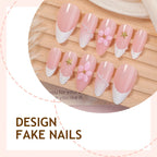 Press-On Nail Set Self-Adhesive Floral & Glitter