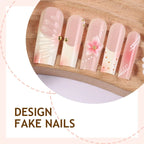 Press-On Nail Set Self-Adhesive Floral & Glitter