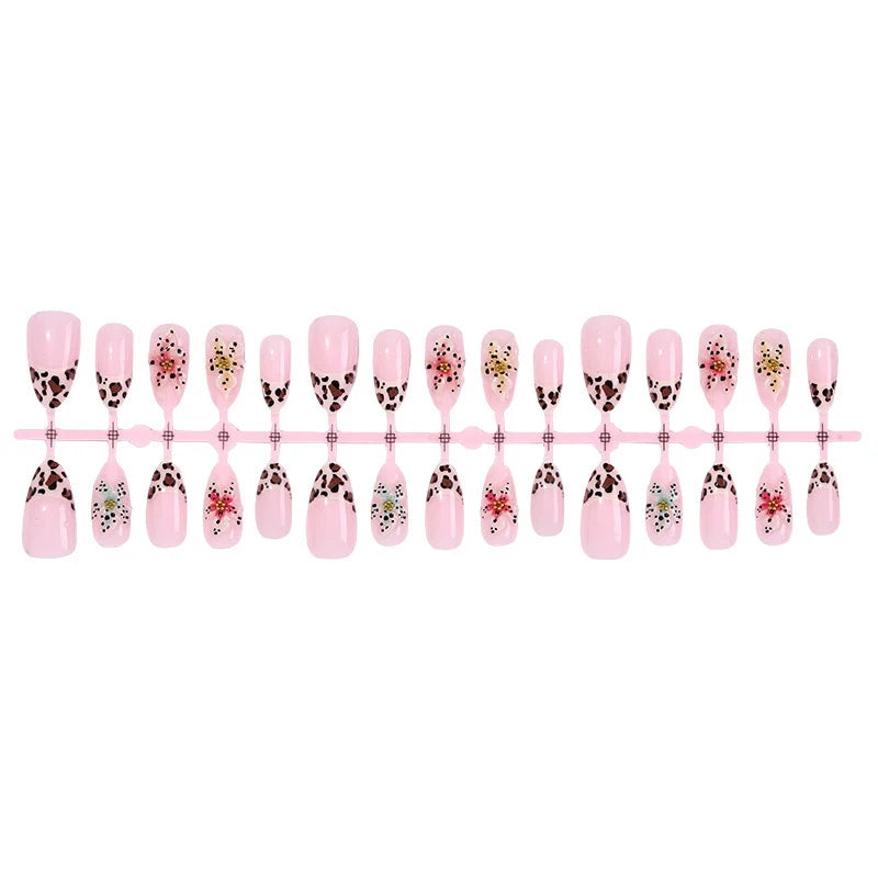 Press-On Nail Set Self-Adhesive Floral & Glitter