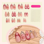 Press-On Nail Set Self-Adhesive Floral & Glitter