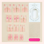 Press-On Nail Set Self-Adhesive Floral & Glitter