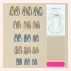 Press-On Nail Set Self-Adhesive Floral & Gold Accents