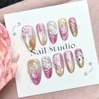 Press-On Nail Set Self-Adhesive Floral Salon Finish