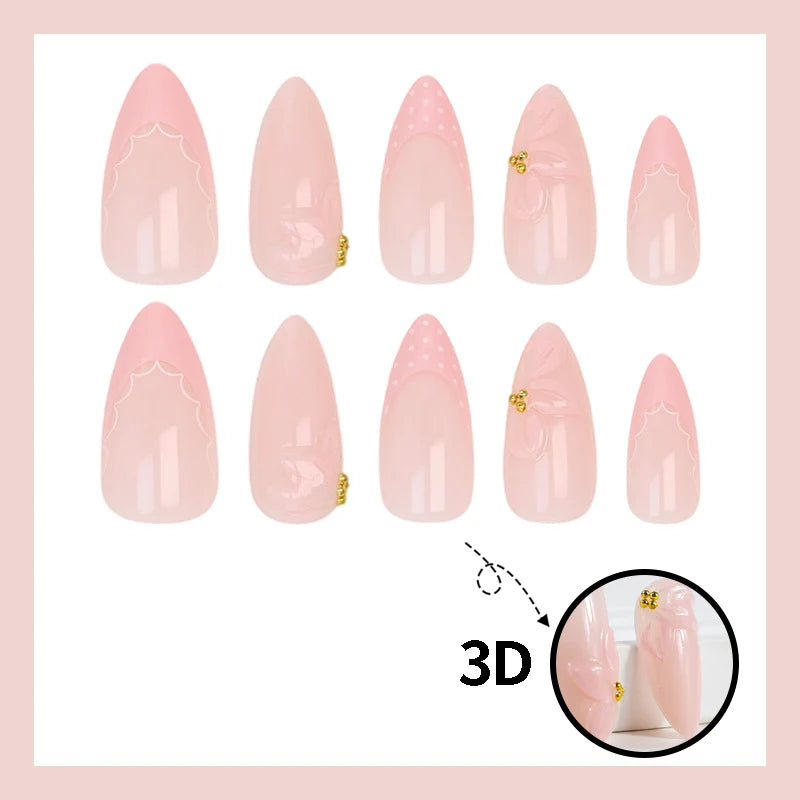 Press-On Nail Set Self-Adhesive Floral & Shimmer