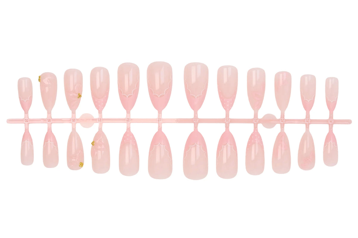 Press-On Nail Set Self-Adhesive Floral & Shimmer