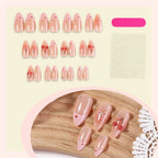 Press-On Nail Set Self-Adhesive Flower & Heart 24 Nails