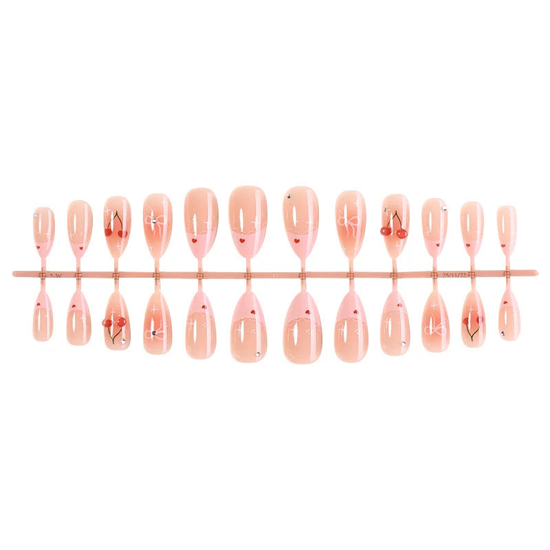 Press-On Nail Set Self-Adhesive Flower & Heart 24 Nails
