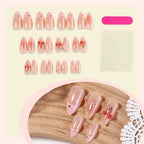 Press-On Nail Set Self-Adhesive Flower & Heart 24 Nails