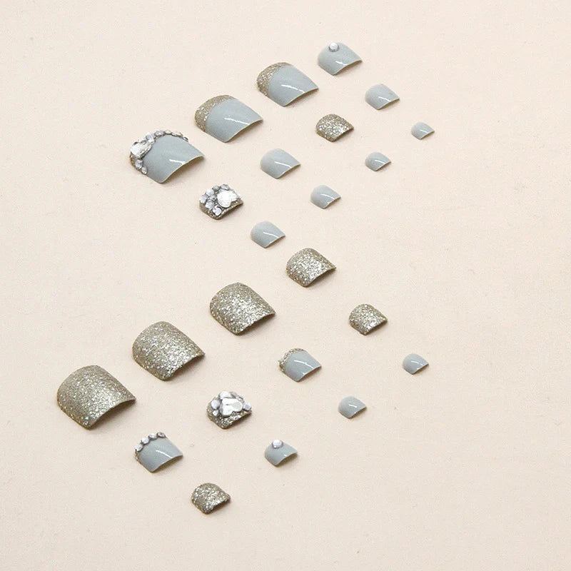 Press-On Nail Set Self-Adhesive Glitter & Gems