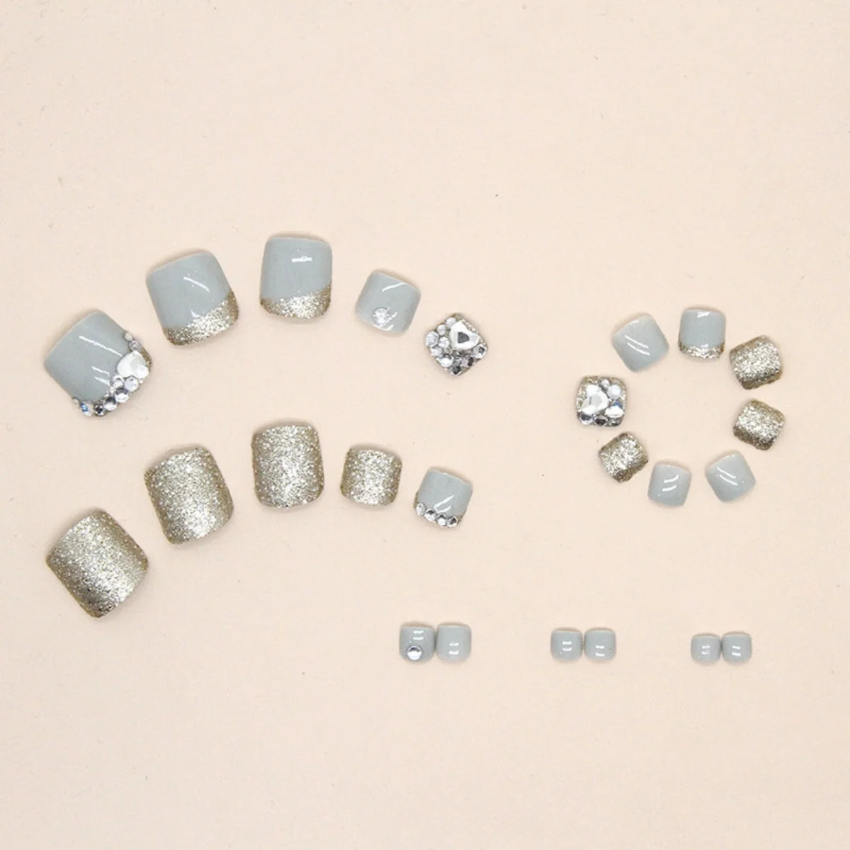 Press-On Nail Set Self-Adhesive Glitter & Gems