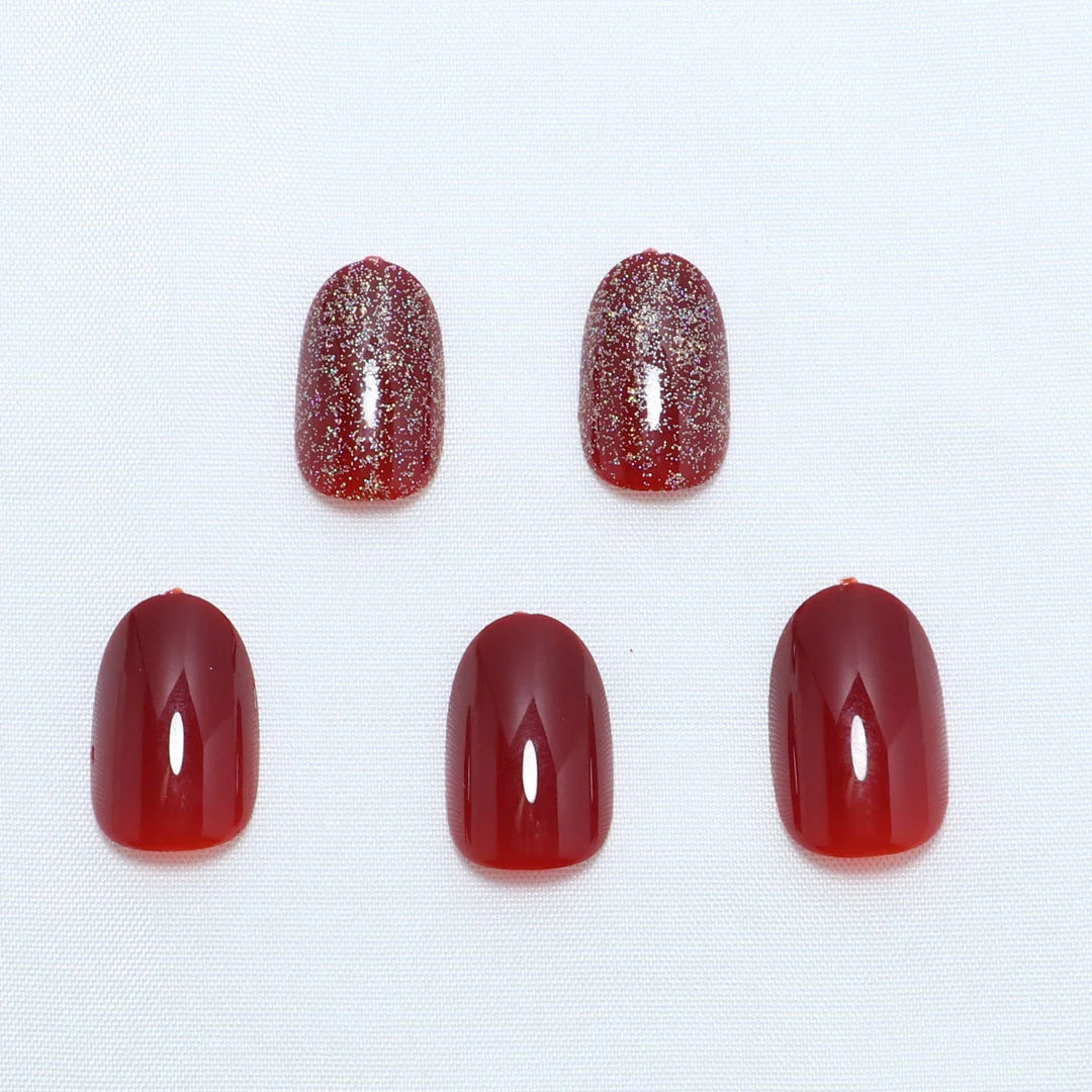 Press-On Nail Set Self-Adhesive Glitter & Gloss