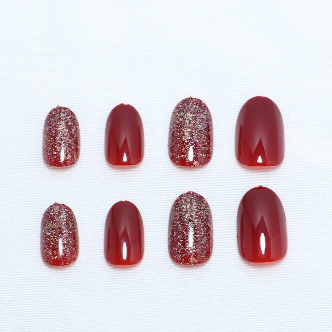 Press-On Nail Set Self-Adhesive Glitter & Gloss