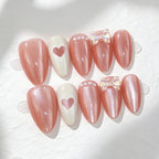 Press-On Nail Set Self-Adhesive Heart Motifs & Bow Accents
