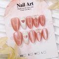 Press-On Nail Set Self-Adhesive Heart Motifs & Bow Accents