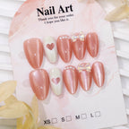 Press-On Nail Set Self-Adhesive Heart Motifs & Bow Accents