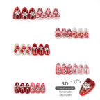 Press-On Nail Set Self-Adhesive Holiday Cherry & Bow