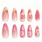 Press-On Nail Set Self-Adhesive Long-Lasting Floral & Glitter