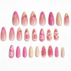 Press-On Nail Set Self-Adhesive Long-Lasting Floral & Glitter