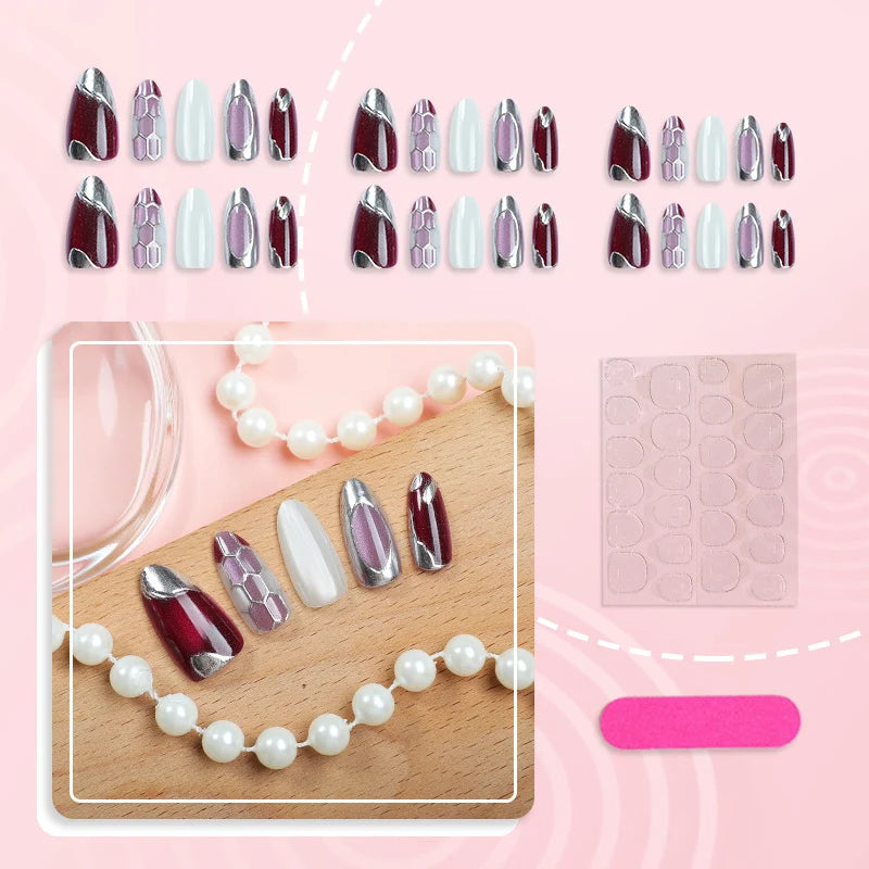 Press-On Nail Set Self-Adhesive Multiple Sizes