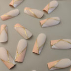 Press-On Nail Set Self-Adhesive Nude & Gold Accents
