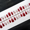 Press-On Nail Set Self-Adhesive Red Floral 24-Piece