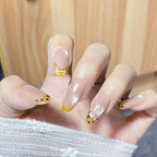 Press-On Nail Set Self-Adhesive Reusable Glitter & Floral