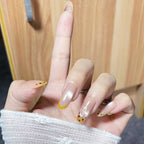 Press-On Nail Set Self-Adhesive Reusable Glitter & Floral