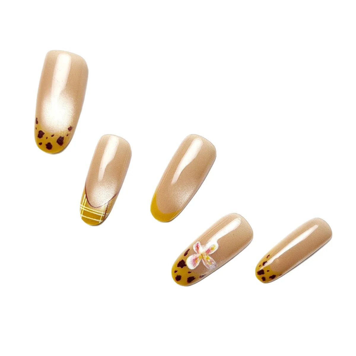 Press-On Nail Set Self-Adhesive Reusable Glitter & Floral