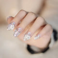 Press-On Nail Set Self-Adhesive Rhinestone & Floral