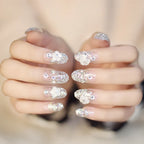 Press-On Nail Set Self-Adhesive Rhinestone & Floral