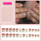 Press-On Nail Set Self-Adhesive Rose Accents 24-Piece