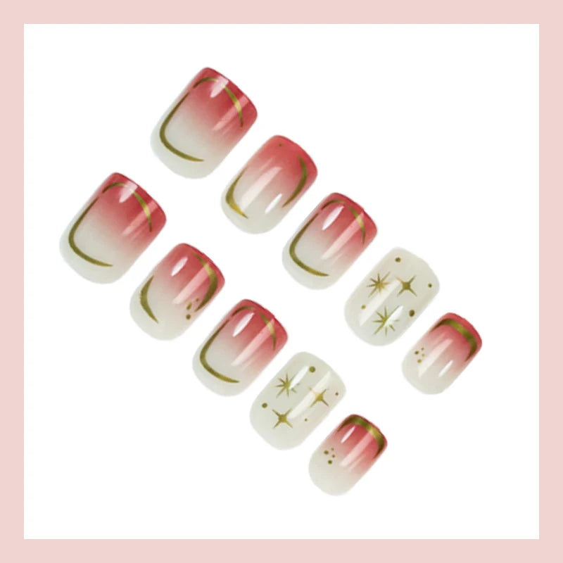 Press-On Nail Set Self-Adhesive Rose Accents 24-Piece
